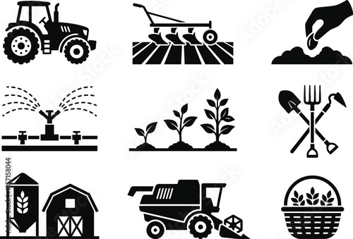 Agricultural Tractor, Plow, Planting, Irrigation, Growth, Tools, Barn, Harvester, Basket