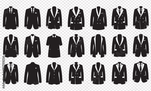 Collectionofformalsuitsandjacketsisolatedontransparentbackground