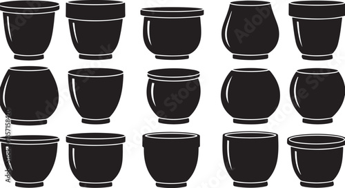 Collection of black pot illustrations
