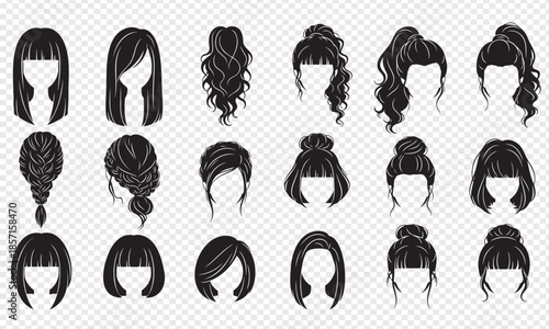 Collectionofvariouswomenhairstylesvectorillustrationsisolated