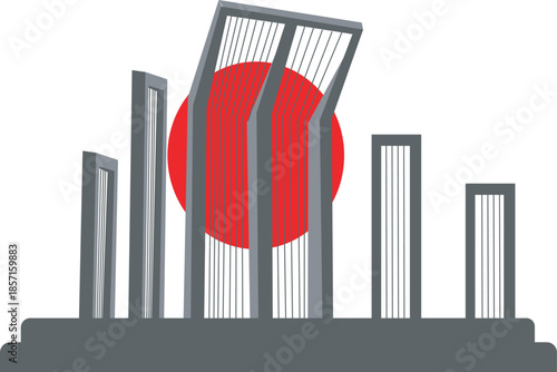 Minimalist Vector Illustration of the Shaheed Minar National Monument for International Mother Language Day