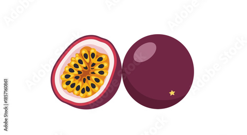 Fresh and Juicy Passion Fruit with Whole and Cut View for Healthy Snack Delights