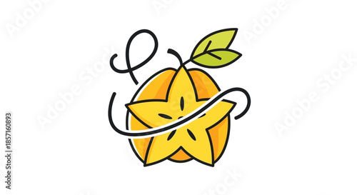 Creative citrus fruit illustration combining an orange with a starfruit shape and playful design