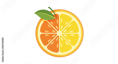 Vibrant Citrus Fruit Slice with Fresh Green Leaves for Healthy Eating and Refreshing Flavor Fit