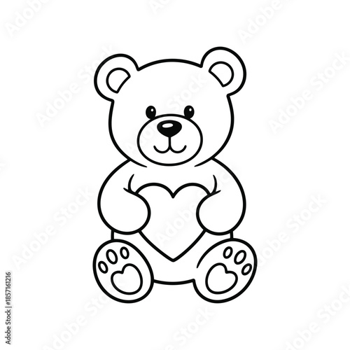 Cute teddy bear holding heart illustration Vector