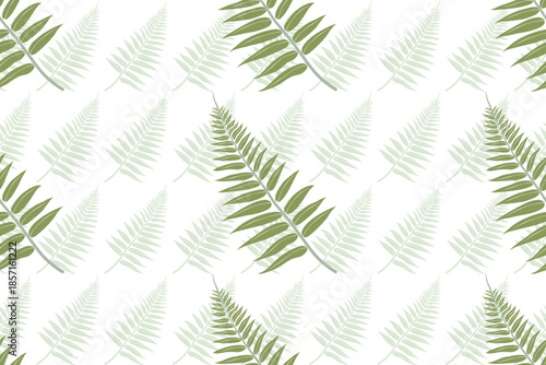Green Fern Leaves Seamless Nature Pattern for Textile Design