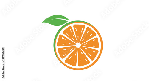 Fresh Orange Slice with Green Leaf Illustration for Healthy Fruits Design