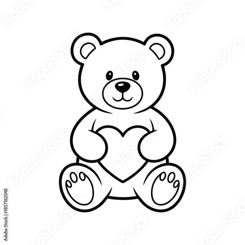 Cute cartoon bear holding heart illustration Vector