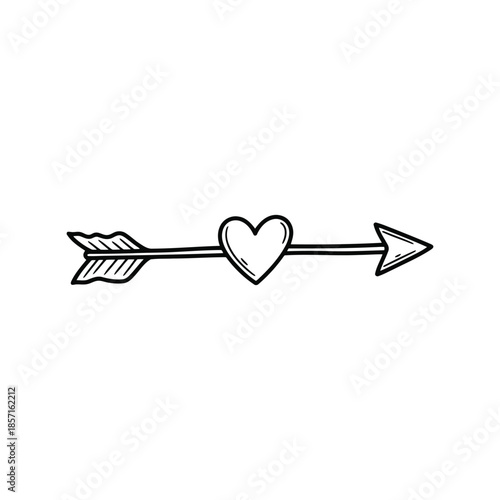 Hand drawn love arrow tattoo design Vector