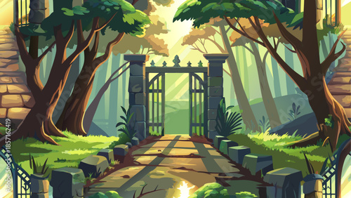 Serene forest gateway