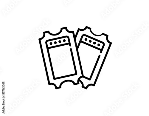 Two outlined tickets with rounded edges, a dotted line, and a blank space