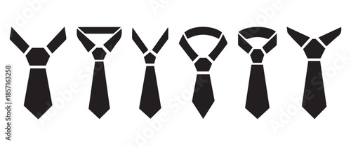 Black and White Formal Wear Icon Collection Isolated on White Background for Business and Menswear Vector Design