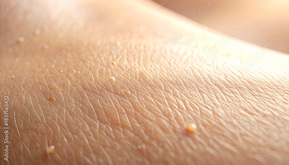 Fototapeta premium Skin Imperfections: Close-up shot showcases human skin, textured and nuanced, revealing unique details and imperfections.