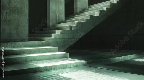 Mysterious Staircase Descending into Water in a Dark, Eerie Setting.