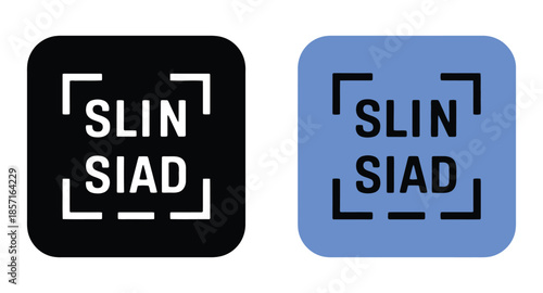 Two square icons with the words SLIN SIAD inside of a dashed square border.