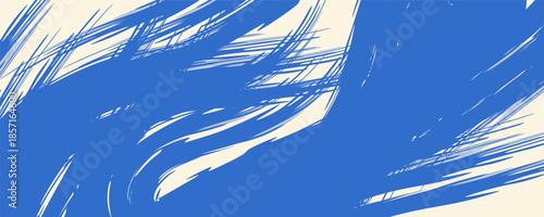 Vector blue bold curly brush stroke background. Hand drawn grunge texture with rough thick squiggle or curved brush line. Funky marker curly line background. Abstract contemporary poster.