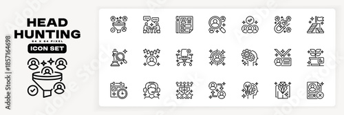 Head Hunting Line Icon, Outline Symbol for Elite Talent Scouting, Executive Recruitment, Leadership Acquisition, Strategic Hiring, and Candidate Targeting. Vector Sign Icon.