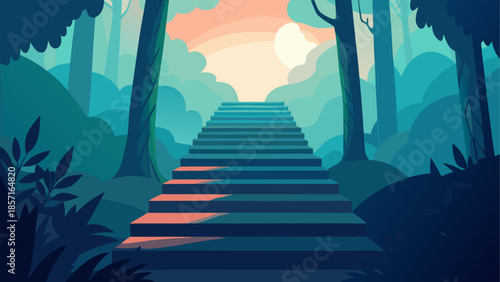 Stairway through the enchanted forest