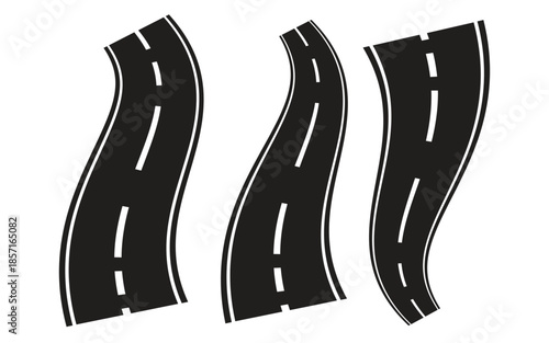 WebSeamless Horizontal Asphalt Road Vector with Winding Highway Markings Isolated on Background – Transport and Infrastructure Illustration