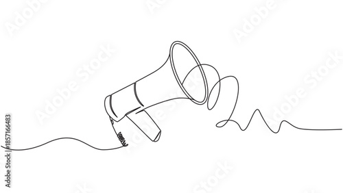 Minimalist Line Drawing of a Megaphone Signaling Announcement Communication