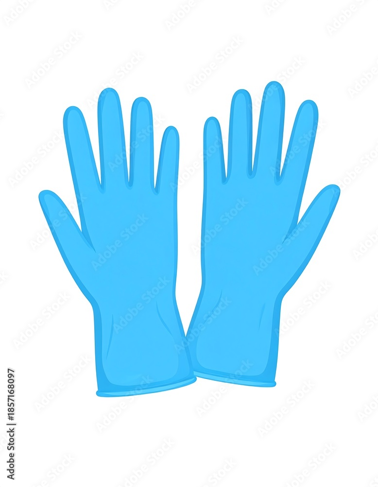 Obraz premium Pair of bright blue medical or protective gloves, isolated on white