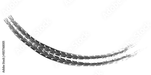Tire tread marks, wheel textures, tire marks - car racing, motocross, drift, rally, off-road and others. Vector black isolated texture in grunge style with splashes.eps10