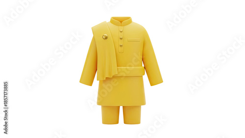 Yellow Kurta Pajama with Dupatta on transparent background