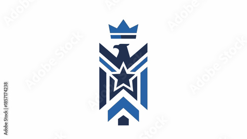 Modern Emblem with Eagle, Star, and Crown - Geometric Design