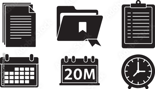 icons representing time and documents collection