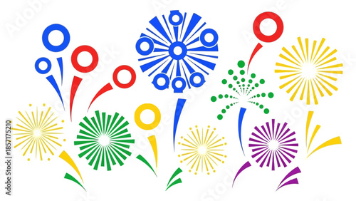 Colorful Fireworks Explosion Celebration Abstract Vector Art