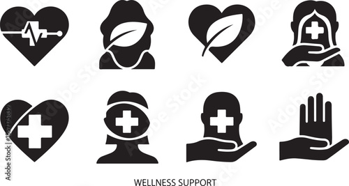 Wellness support icons for health care
