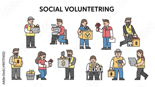 Diverse Volunteers Helping Community With Donations and Support