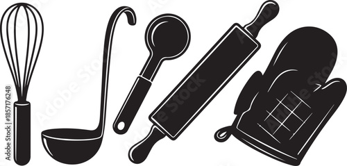 kitchen utensils and baking tools