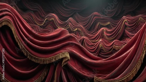 Flowing Red Drapes Create Dramatic Theatrical Scene