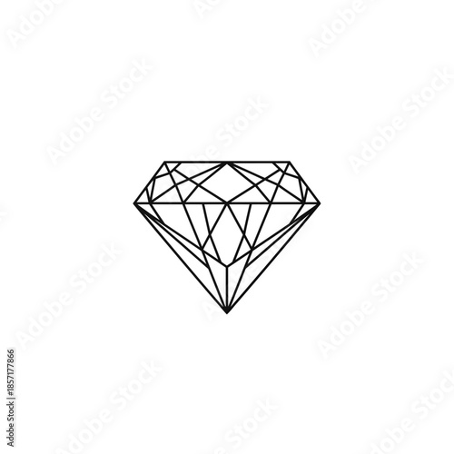 Geometric Diamond Outline Simple Line Art.