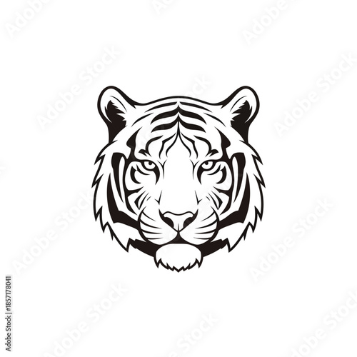 Stylized Tiger Head Illustration with Bold Lines.