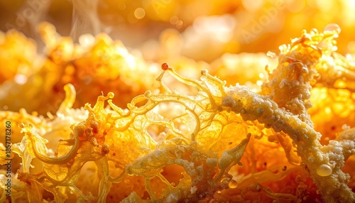 Luminous Webbed Tempura Batter with Golden Textural Detail