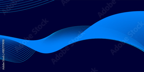 Flowing dark blue curve shape with soft gradient vector abstract background, relaxing and tranquil art, can illustrate health medical or sound of music.