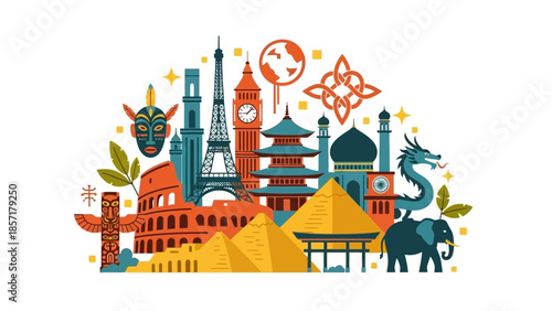 World Landmarks Collage - Travel Destinations Montage