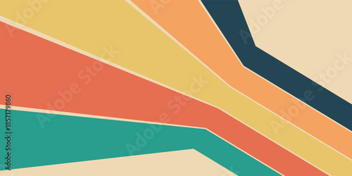 Abstract modern background of rainbow groovy Wavy Line design in 1970s Hippie Retro style. modern design