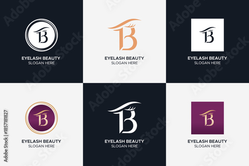 Luxury Beauty Letter B Eyelash Logo Design Template