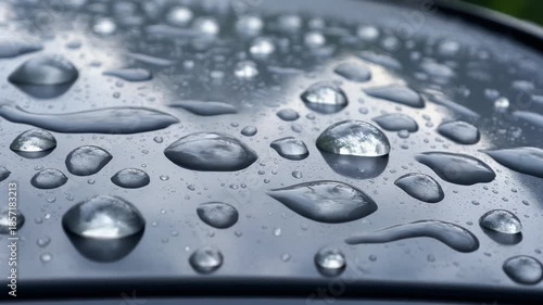 Wallpaper Mural Close-up of water droplets on a metallic surface after rain, reflecting light beautifully. Torontodigital.ca