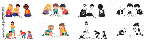 Kids pillow fight fun playful childhood friendship