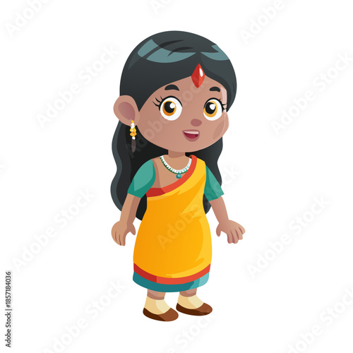 2d Indian village girl cartoon character ready for animation moral stories, made by adobe illustrator and ready for animate cc