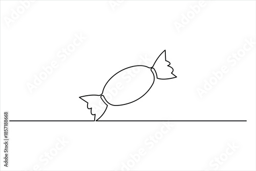 Candy continuous one line drawing of concept. Single line drawing of sweet candy, Chocolate line art vector illustration
