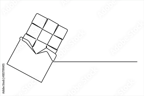 World Chocolate Day. One continuous line art drawing of chocolate design vector illustration
