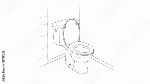 Clean white toilet with open lid in a bathroom corner.