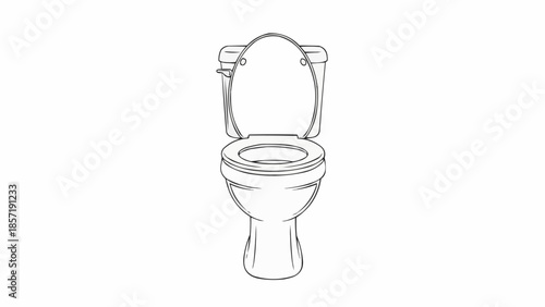 Clean white toilet with the lid open in a simple drawing style.