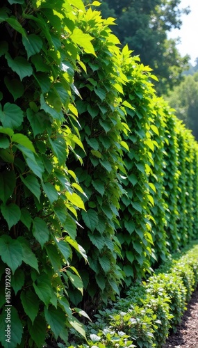 A dense, living wall of trees and shrubs, forming a natural barrier Perfect for landscaping, environmental protection, and privacy Offers a vibrant, textured backdrop , nature, leaves