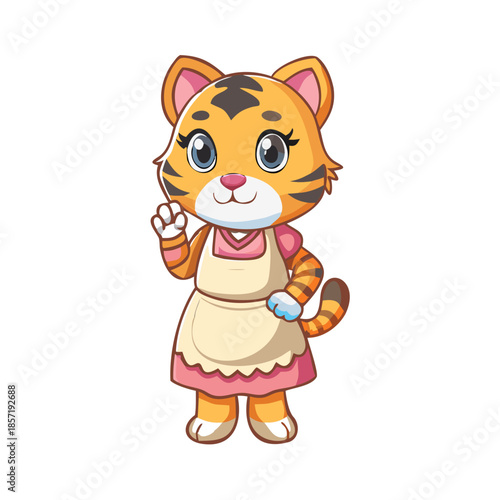Cute 2d Tigress dressed in a full housewife. Ready for Animation moral stories, made by adobe Illustrator and ready for animate cc.